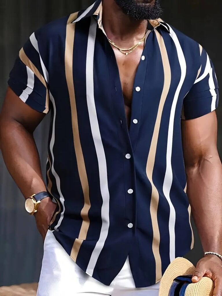 Men’s Relaxed Fit Stripe Short Sleeve Shirt